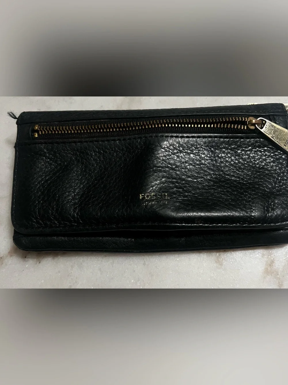 Fossil Women’s Soft Black Pebbled Leather Wallet Zip With 3 Compartments